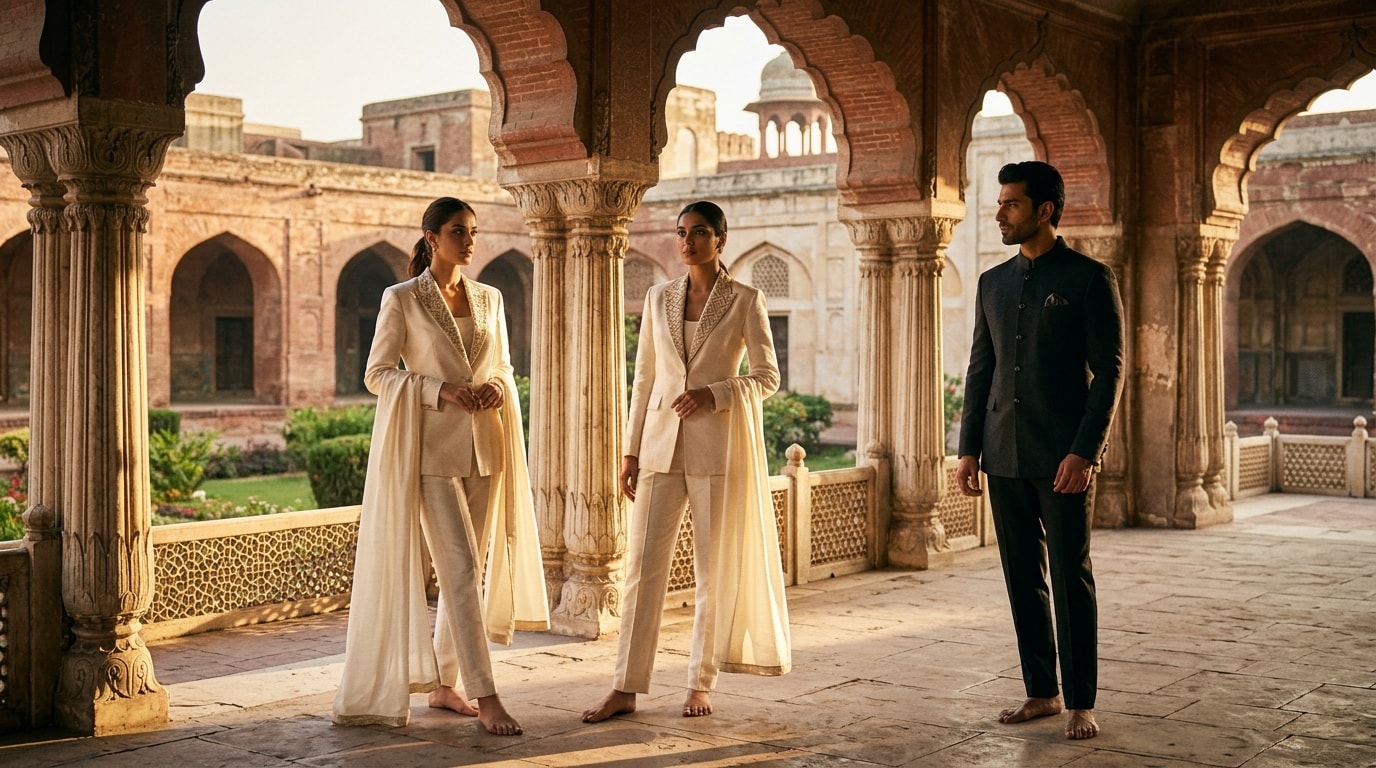 NAVA Spring/Summer campaign, photographed in a Lahore courtyard