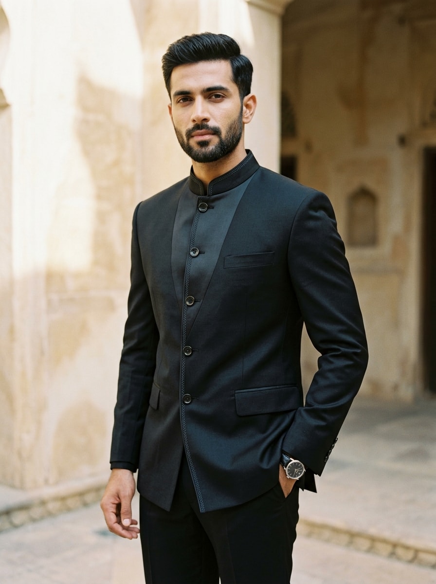 Obsidian Bandgala Architectural Suit