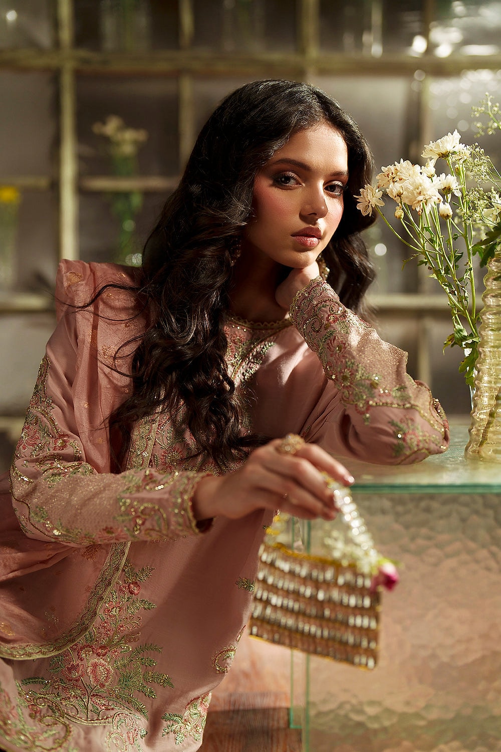 Rushfa Blushing Rose Kurta Editorial Portrait
