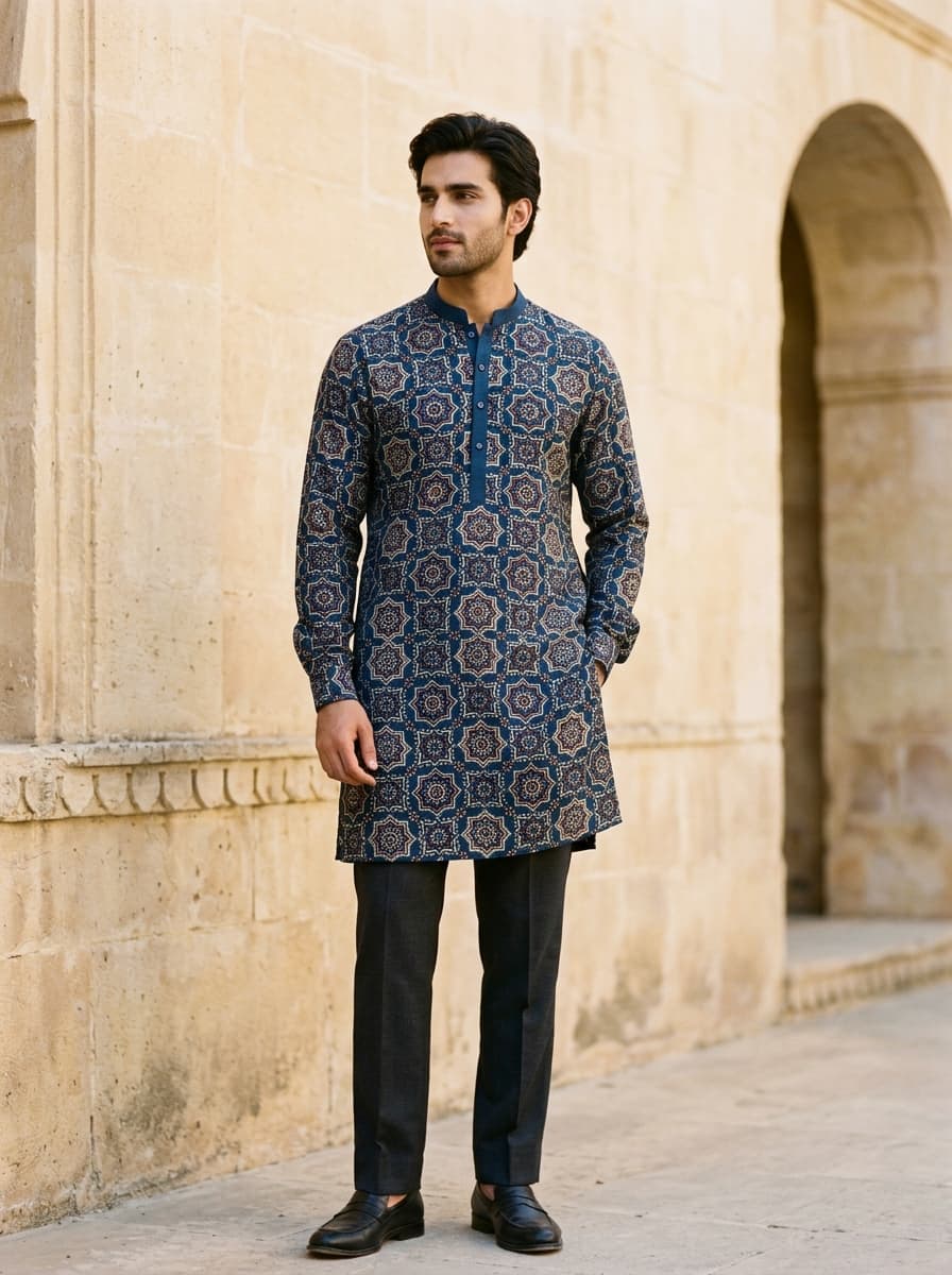 Vat Indigo Ajrak Tunic